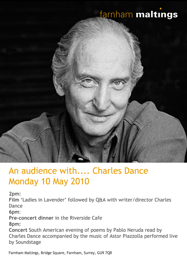 Charles Dance at Farnham Maltings front cover